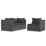 vidaXL Set mobilier de grădină cu perne, 3 piese, gri, poliratan vidaXL Set mobilier de grădină cu perne, 3 piese, gri, poliratan