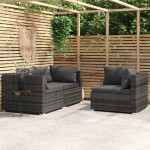 vidaXL Set mobilier de grădină cu perne, 3 piese, gri, poliratan vidaXL Set mobilier de grădină cu perne, 3 piese, gri, poliratan