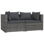 vidaXL Set mobilier de grădină cu perne, 3 piese, gri, poliratan vidaXL Set mobilier de grădină cu perne, 3 piese, gri, poliratan