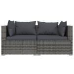vidaXL Set mobilier de grădină cu perne, 3 piese, gri, poliratan vidaXL Set mobilier de grădină cu perne, 3 piese, gri, poliratan