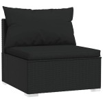 vidaXL Set mobilier relaxare grădină 4 piese cu perne poliratan negru