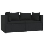 vidaXL Set mobilier de grădină cu perne, 3 piese, negru, poliratan vidaXL Set mobilier de grădină cu perne, 3 piese, negru, poliratan