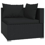 vidaXL Set mobilier de grădină cu perne, 3 piese, negru, poliratan vidaXL Set mobilier de grădină cu perne, 3 piese, negru, poliratan