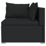 vidaXL Set mobilier de grădină cu perne, 3 piese, negru, poliratan vidaXL Set mobilier de grădină cu perne, 3 piese, negru, poliratan