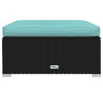 vidaXL Taburet de grădină cu pernă, negru, 70x70x30 cm, poliratan