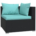 vidaXL Set mobilier de grădină cu perne, 3 piese, negru, poliratan vidaXL Set mobilier de grădină cu perne, 3 piese, negru, poliratan