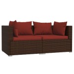 vidaXL Set mobilier de grădină cu perne, 3 piese, maro, poliratan vidaXL Set mobilier de grădină cu perne, 3 piese, maro, poliratan
