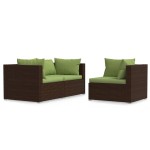 vidaXL Set mobilier de grădină cu perne, 3 piese, maro, poliratan vidaXL Set mobilier de grădină cu perne, 3 piese, maro, poliratan