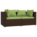 vidaXL Set mobilier de grădină cu perne, 3 piese, maro, poliratan vidaXL Set mobilier de grădină cu perne, 3 piese, maro, poliratan