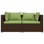 vidaXL Set mobilier de grădină cu perne, 3 piese, maro, poliratan vidaXL Set mobilier de grădină cu perne, 3 piese, maro, poliratan