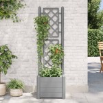 vidaXL Jardinieră de grădină cu spalier, gri piatră, 43x43x142 cm, PP
