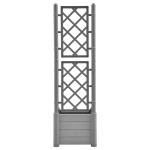 vidaXL Jardinieră de grădină cu spalier, gri piatră, 43x43x142 cm, PP