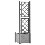 vidaXL Jardinieră de grădină cu spalier, gri piatră, 43x43x142 cm, PP
