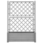 vidaXL Jardinieră de grădină cu spalier, gri piatră, 100x43x142, PP