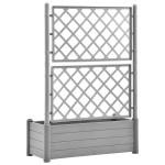 vidaXL Jardinieră de grădină cu spalier, gri piatră, 100x43x142, PP