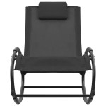 vidaXL Șezlong de plajă cu pernă, negru,oțel și textilenă vidaXL Șezlong de plajă cu pernă, negru,oțel și textilenă