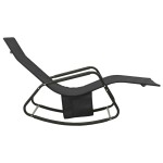 vidaXL Șezlong de plajă, negru, oțel și textilenă vidaXL Șezlong de plajă, negru, oțel și textilenă