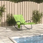 vidaXL Șezlong de plajă, verde, oțel și textilenă vidaXL Șezlong de plajă, verde, oțel și textilenă