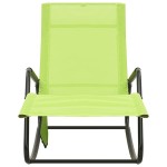 vidaXL Șezlong de plajă, verde, oțel și textilenă vidaXL Șezlong de plajă, verde, oțel și textilenă