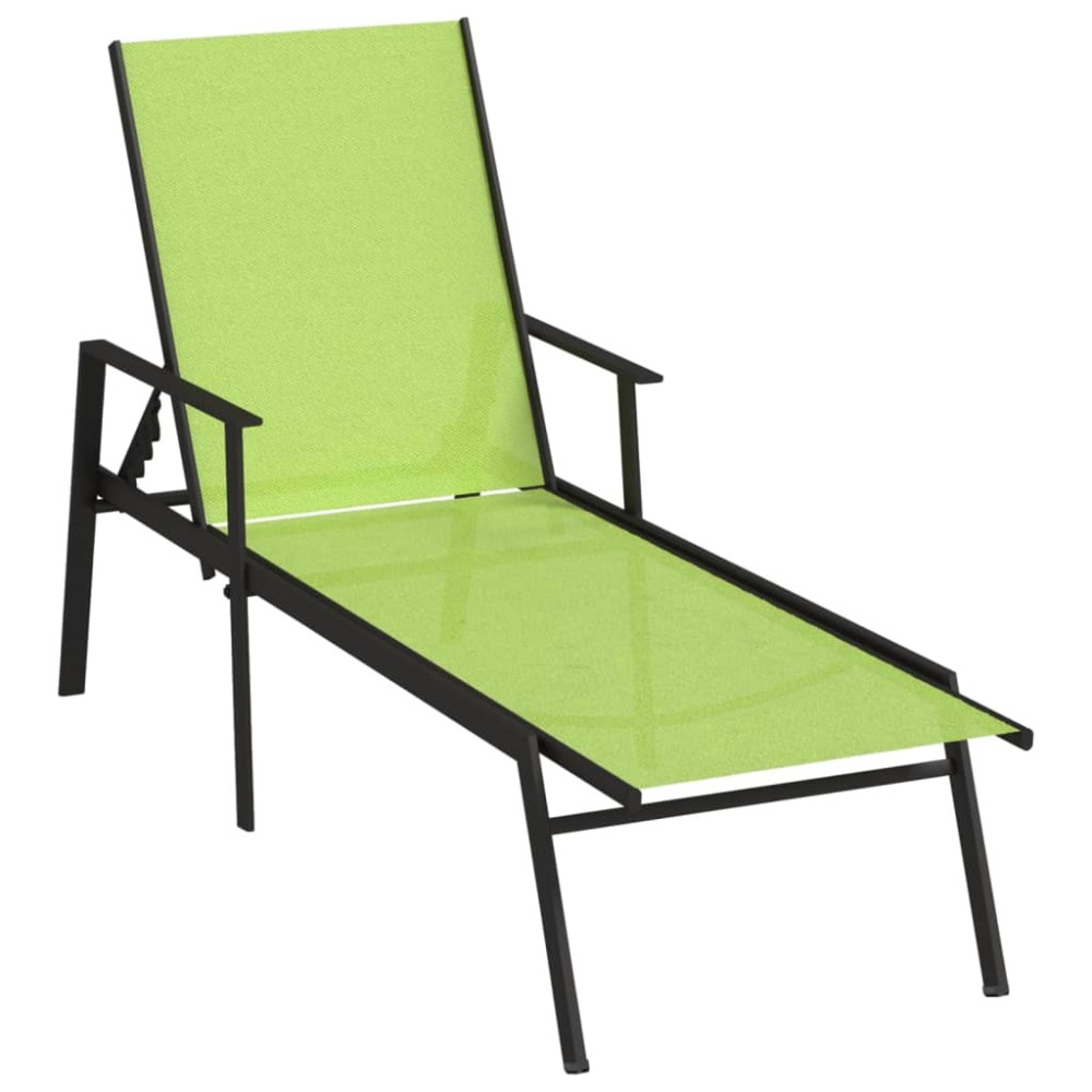 vidaXL Șezlong, verde, oțel și țesătură de textilenă