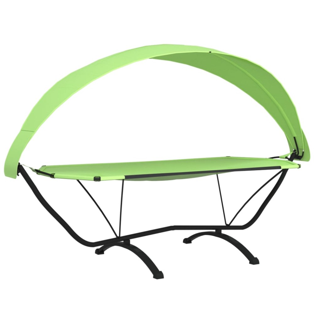 vidaXL Pat de exterior cu baldachin, verde, oțel & țesătură oxford