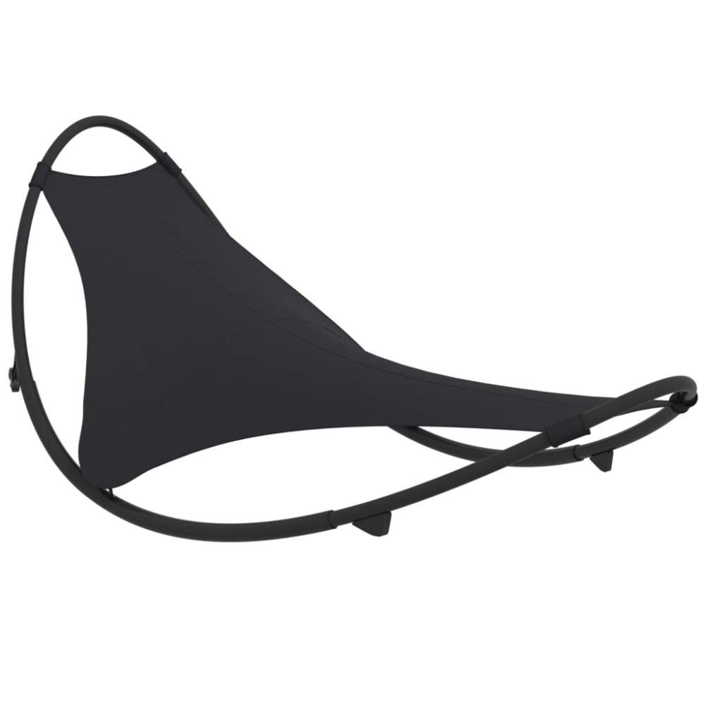 vidaXL Șezlong balansoar cu roți din oțel și material textil, negru