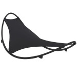 vidaXL Șezlong balansoar cu roți din oțel și material textil, negru vidaXL Șezlong balansoar cu roți din oțel și material textil, negru