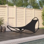 vidaXL Șezlong balansoar cu roți din oțel și material textil, negru vidaXL Șezlong balansoar cu roți din oțel și material textil, negru
