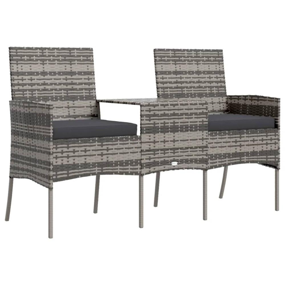 vidaXL Canapea de grădină cu 2 locuri masă de ceai antracit poliratan