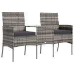 vidaXL Canapea de grădină cu 2 locuri masă de ceai antracit poliratan