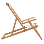 vidaXL Scaun de plajă pliabil, crem, lemn masiv de tec vidaXL Scaun de plajă pliabil, crem, lemn masiv de tec