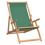 vidaXL Scaun de plajă pliabil, verde, lemn masiv de tec vidaXL Scaun de plajă pliabil, verde, lemn masiv de tec