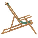 vidaXL Scaun de plajă pliabil, verde, lemn masiv de tec vidaXL Scaun de plajă pliabil, verde, lemn masiv de tec
