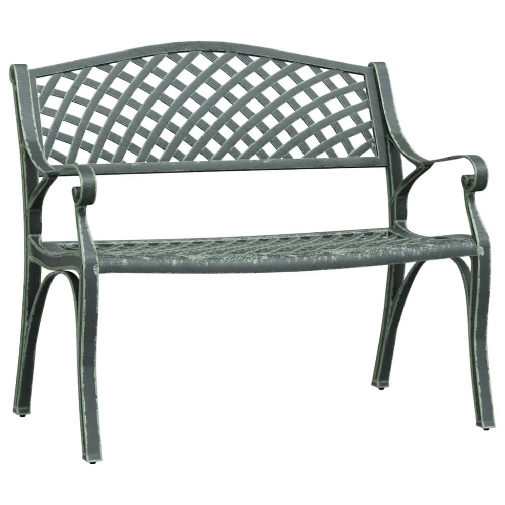 vidaXL Bancă de grădină, verde, 102 cm, aluminiu turnat