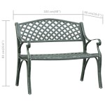 vidaXL Bancă de grădină, verde, 102 cm, aluminiu turnat