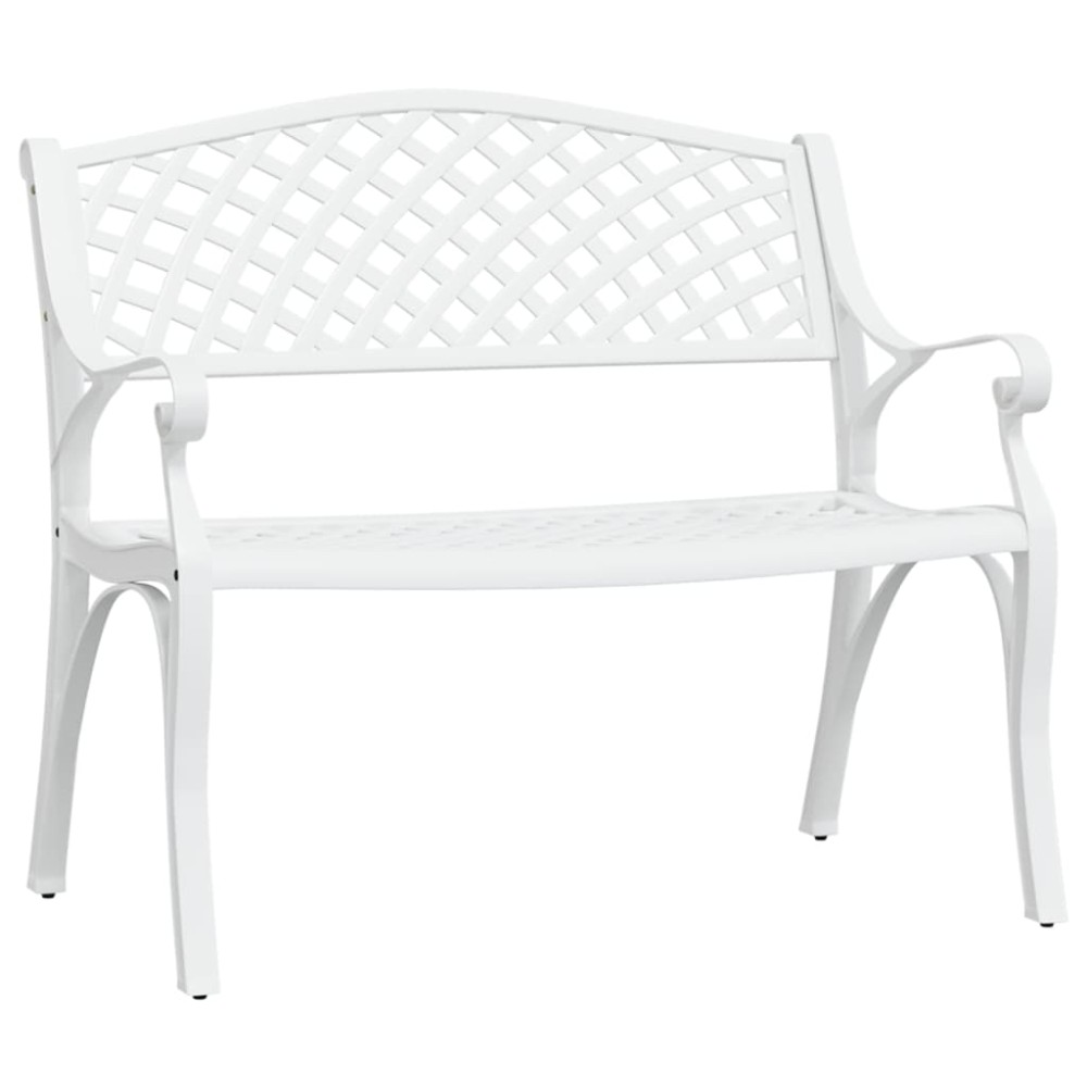 vidaXL Bancă de grădină, alb, 102 cm, aluminiu turnat
