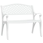 vidaXL Bancă de grădină, alb, 102 cm, aluminiu turnat