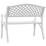 vidaXL Bancă de grădină, alb, 102 cm, aluminiu turnat