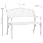 vidaXL Bancă de grădină, alb, 102 cm, aluminiu turnat