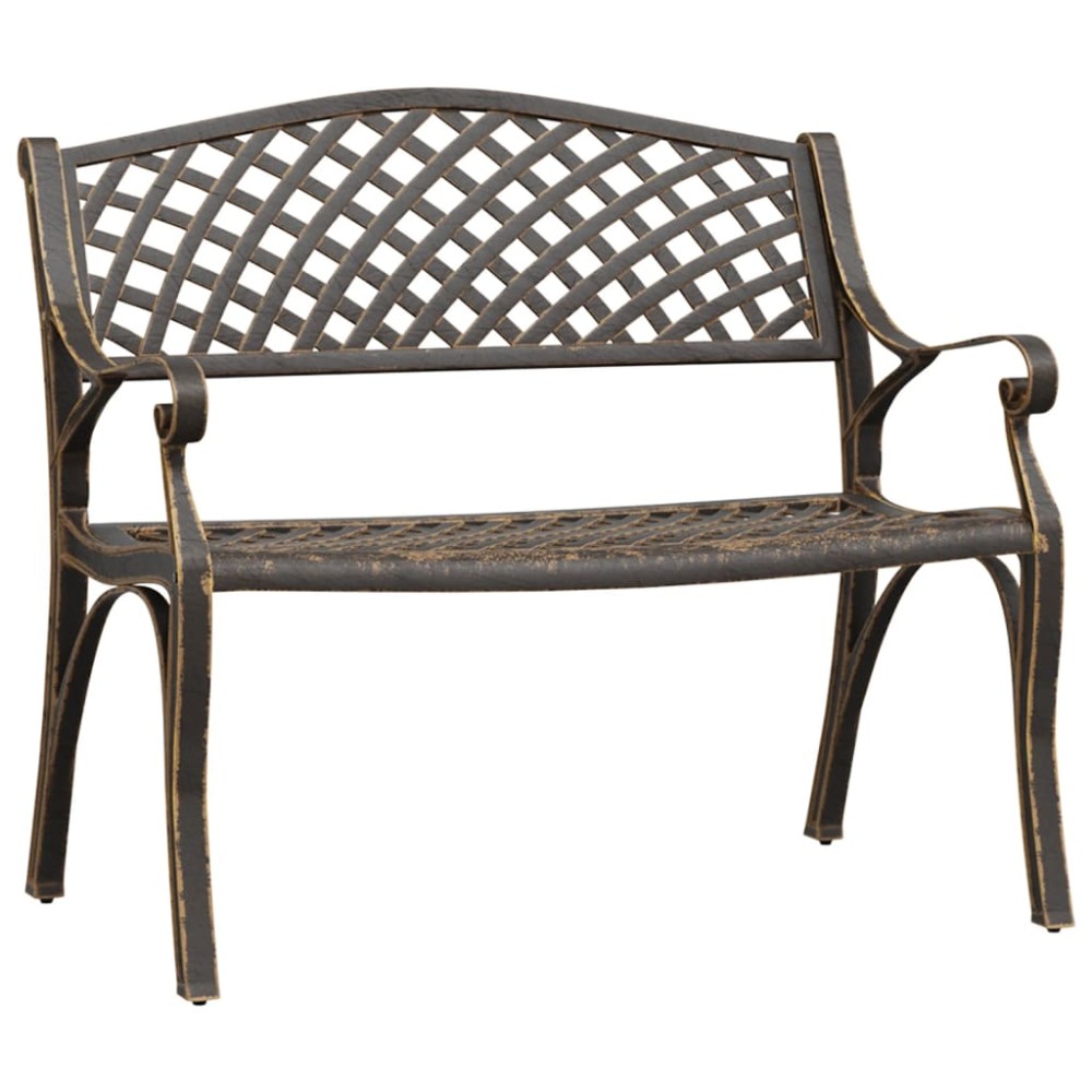 vidaXL Bancă de grădină, bronz, 102 cm, aluminiu turnat