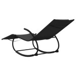 vidaXL Șezlong balansoar, negru, oțel și textilenă vidaXL Șezlong balansoar, negru, oțel și textilenă