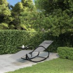vidaXL Șezlong de plajă cu balansoar, gri, oțel și textilenă vidaXL Șezlong de plajă cu balansoar, gri, oțel și textilenă