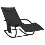 vidaXL Șezlong balansoar, negru, oțel și textilenă vidaXL Șezlong balansoar, negru, oțel și textilenă