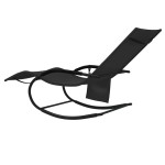vidaXL Șezlong balansoar, negru, oțel și textilenă vidaXL Șezlong balansoar, negru, oțel și textilenă