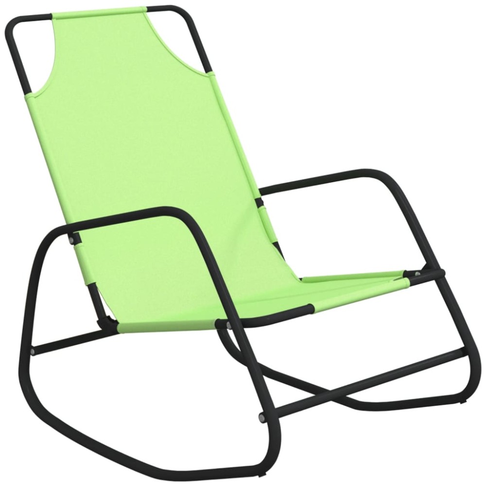 vidaXL Șezlong balansoar, verde, oțel și textilenă