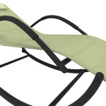 vidaXL Șezlonguri de plajă cu balansoar, 2 buc, crem, oțel & textilenă vidaXL Șezlonguri de plajă cu balansoar, 2 buc, crem, oțel & textilenă