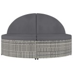 vidaXL Șezlong cu 2 locuri cu perne, gri, poliratan