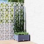 vidaXL Jardinieră de grădină cu spalier,albastru gri, 40x40x121,5 cm, PP