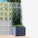 vidaXL Jardinieră de grădină cu spalier,albastru gri, 40x40x136 cm, PP