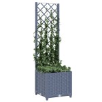 vidaXL Jardinieră de grădină cu spalier,albastru gri, 40x40x136 cm, PP